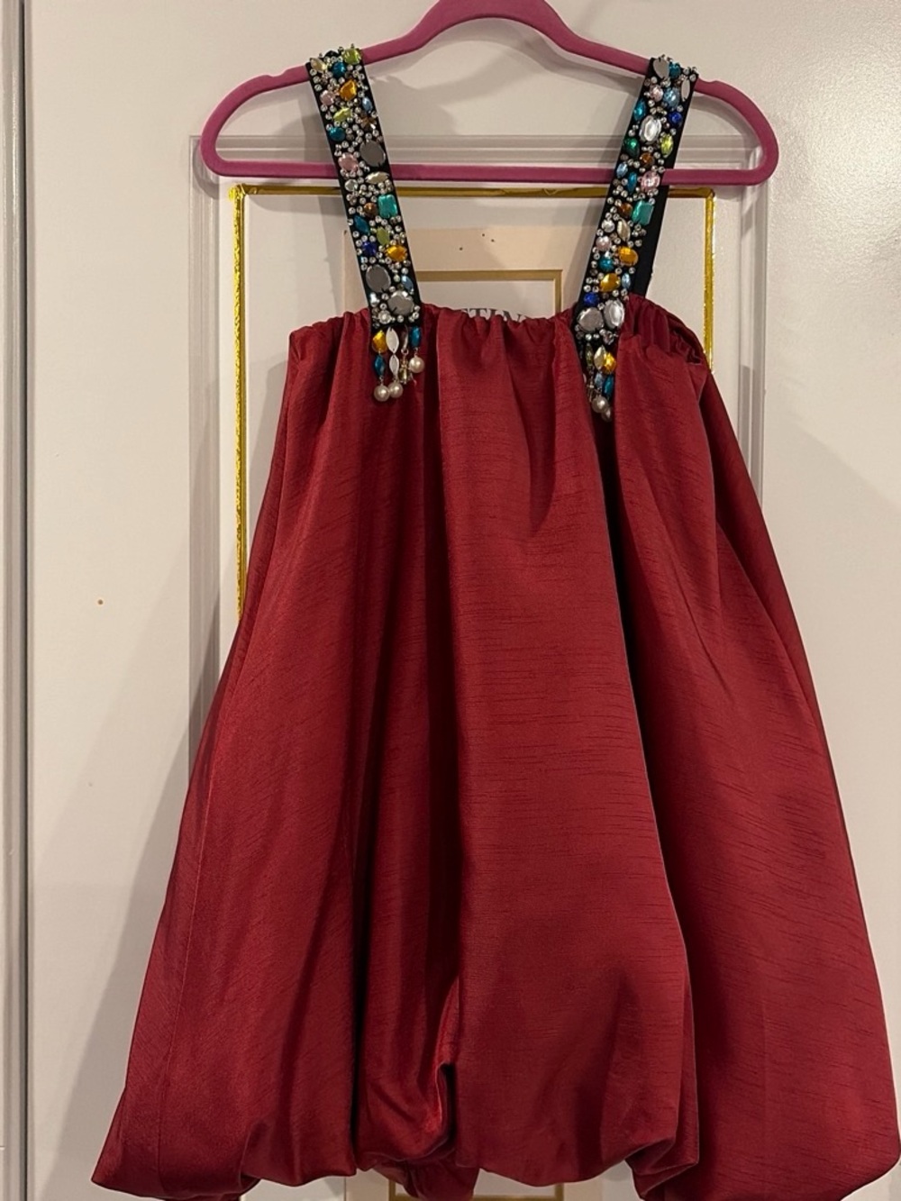 Anthropologie Jewel-Strap Wine Red Dress